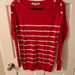 RED AND WHITE STRIPED BOAT NECK